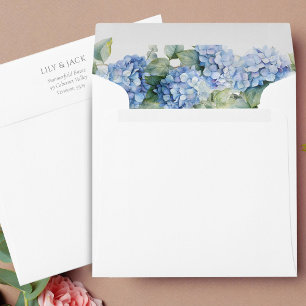 Chic Stylish White   Floral Hydrangea Wedding  Envelope