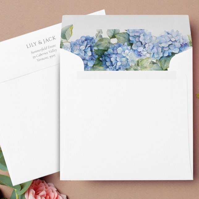 Chic Stylish White | Floral Hydrangea Wedding  Envelope (Creator Uploaded)