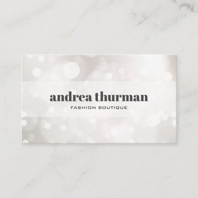 Chic Subtle Glitter White Bokeh event planner Business Card (Front)