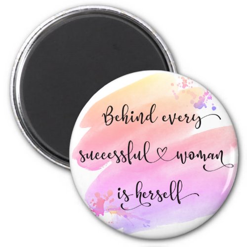 Chic Successful Woman Pink Watercolor Typography Magnet