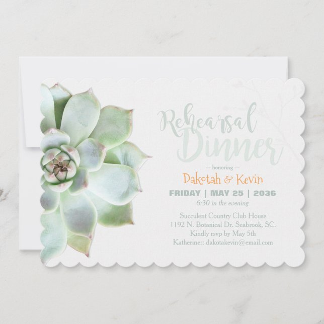 Chic Succulent Wedding Rehearsal Dinner Invitation (Front)