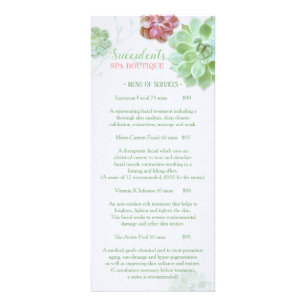 Chic Succulents Massage Spa Price List Menu 1