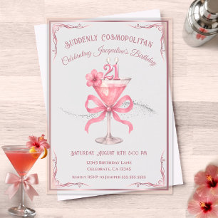 Chic Suddenly Cosmopolitan 21st Birthday Acrylic Invitations