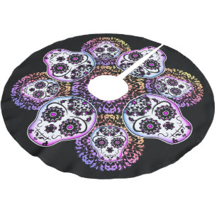 Chic sugar skull brushed polyester tree skirt