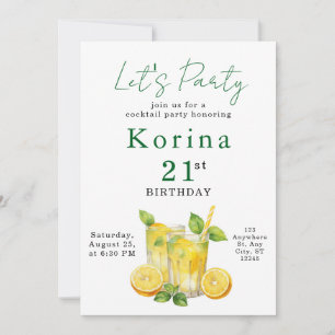 Chic Summer Cocktail Adult Birthday Invitation
