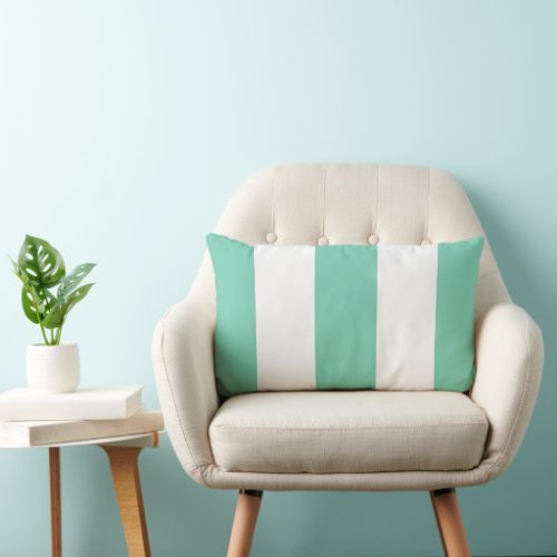 Chic Summer Mint Green Bold Mod Stripes Pattern Lumbar Pillow