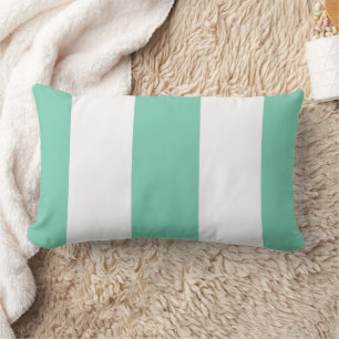 Chic Summer Mint Green Bold Mod Stripes Pattern Lumbar Pillow