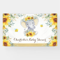 Chic Summer Sunflower Elephant & Bees Baby Shower