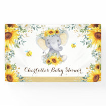 Chic Summer Sunflower Elephant & Bees Baby Shower Banner