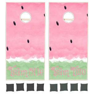 Chic Summer Watercolor Juicy Watermelon Cornhole Set
