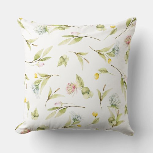 Chic Summer Wildflower Pattern Throw Pillow
