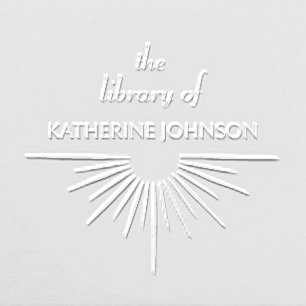 Chic Sun Rays Elegant Custom Name Library Book Embosser