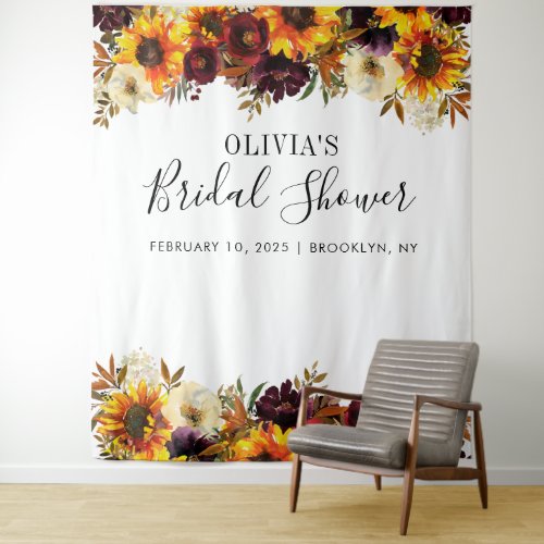 Chic Sunflower Bridal Shower Photo Booth Backdrop