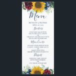 Chic Sunflower Burgundy Navy Blue Floral Wedding Menu<br><div class="desc">Chic Sunflower Burgundy Navy Blue Floral Wedding Menu</div>