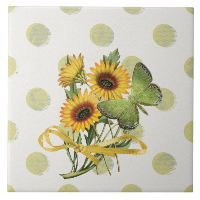 Chic Sunflower Country design  Ceramic Tile (Front)