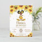 Chic Sunflower Cute African American Girl Birthday Invitation (Standing Front)