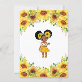 Chic Sunflower Cute African American Girl Birthday Invitation (Back)