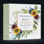 Chic Sunflower Floral Bridal Shower Recipe Book 3 Ring Binder<br><div class="desc">Chic Sunflower Floral Gold Glitter Bridal Shower Recipe Book Binder</div>