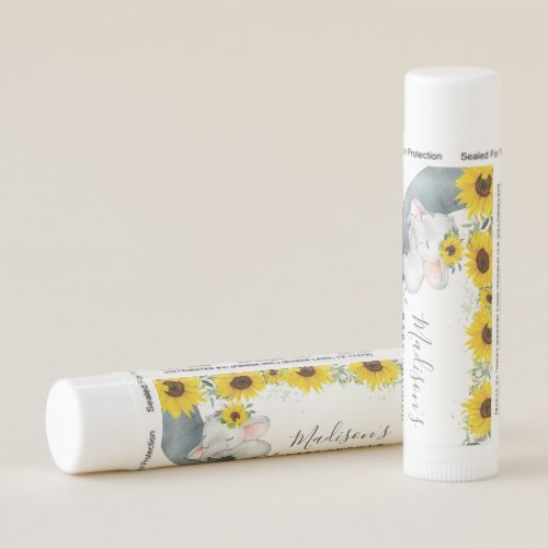 Chic Sunflower Floral Elephant Baby Shower Favor  Lip Balm