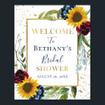 Chic Sunflower Floral Gold Glitter Bridal Shower Poster<br><div class="desc">Chic Sunflower Floral Gold Glitter Bridal Shower Poster</div>