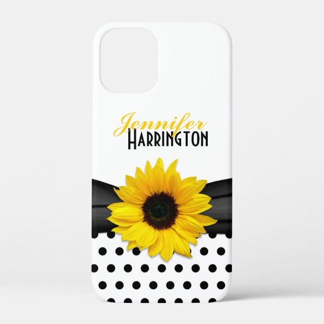 Chic Sunflower Polka Dot Case-Mate iPhone Case (Back)