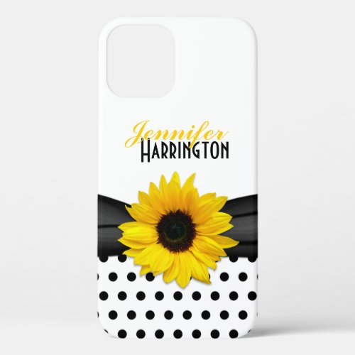 Chic Sunflower Polka Dot iPhone 12 Case