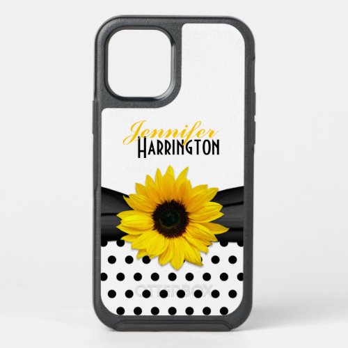 Chic Sunflower Polka Dot Personalized OtterBox Symmetry iPhone 12 Case