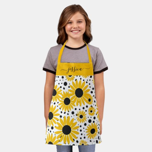 Chic sunflower script name  apron