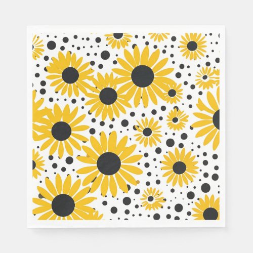 Chic sunflower script name napkins
