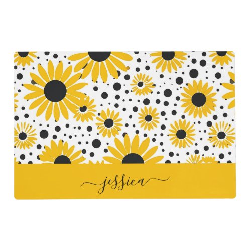 Chic sunflower script name placemat