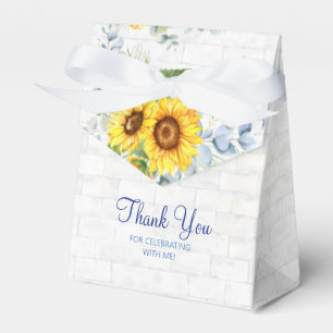 Chic Sunflower Wall Brick Floral Birthday Favor Boxes