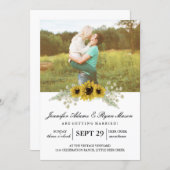 Chic Sunflower Watercolor and Photo Wedding Invitation (Front/Back)