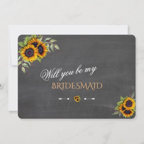Chic Sunflowers chalk Will You Be My Bridesmaid Invitation