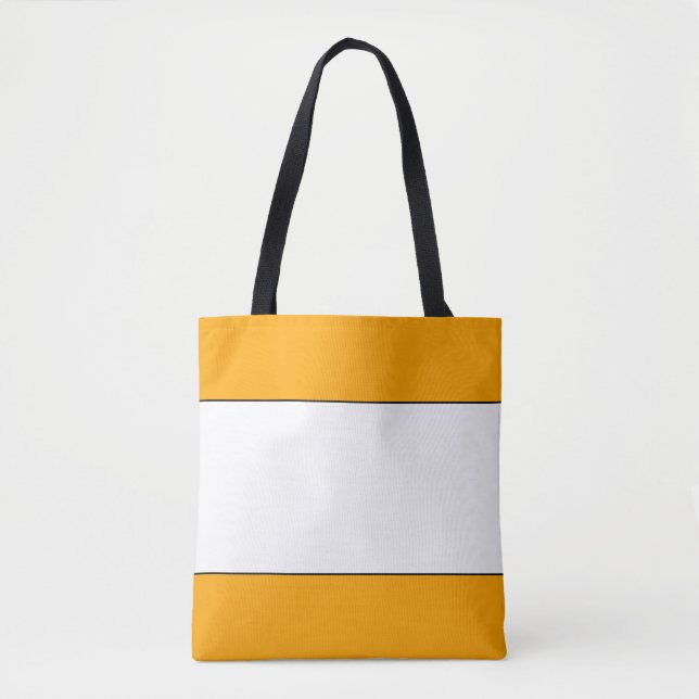 Chic Sunny Golden Yellow Orange White Stripes Tote Bag (Front)