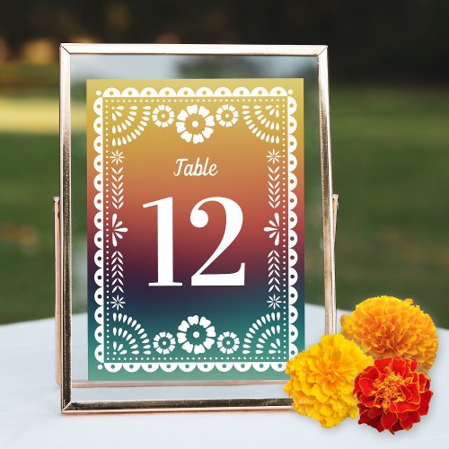 Chic Sunset Papel Picado Wedding Table Numbers