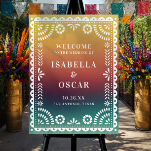 Chic Sunset Papel Picado Wedding Welcome Sign