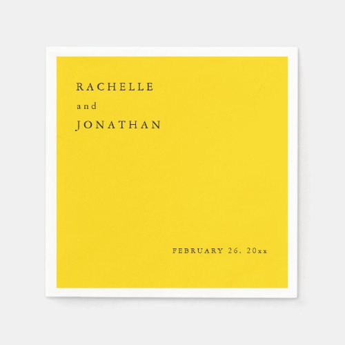 Chic Sunshine Yellow White Simple Wedding Napkins