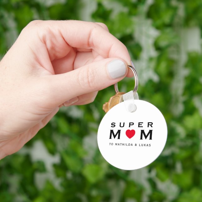 Chic Super Mom Heart Happy Mother's Day Keychain (Hand)