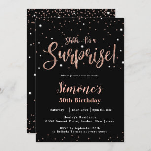 Chic Surprise ANY AGE Birthday Party Rose Gold Invitation