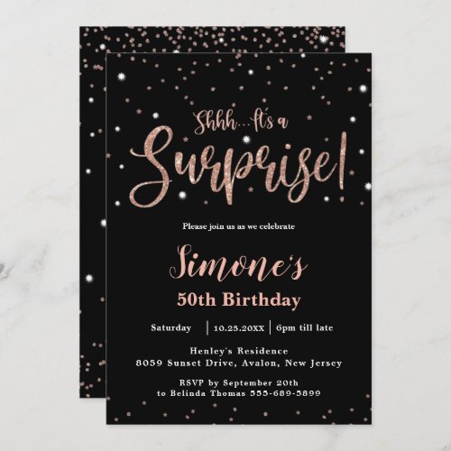 Chic Surprise ANY AGE Birthday Party Rose Gold  Invitation