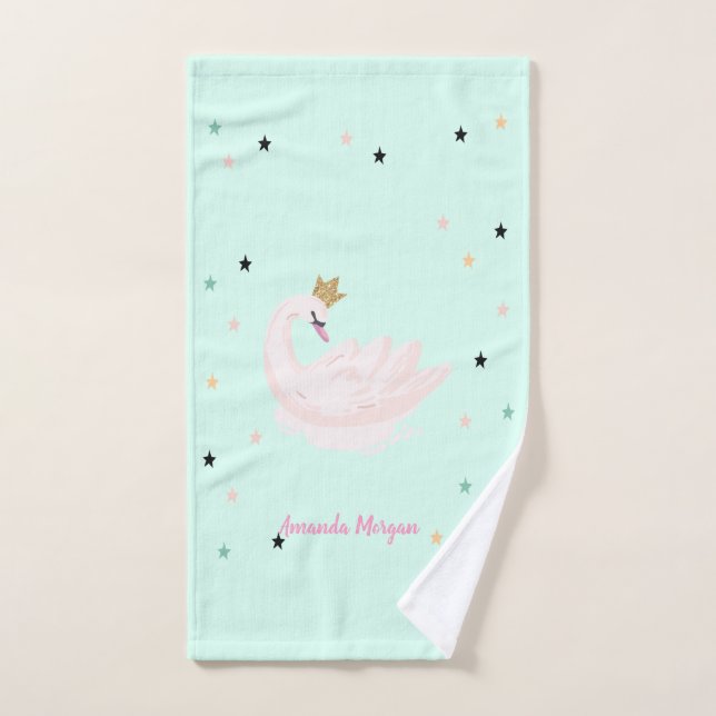 Chic Swan, Stars, Princess  Bath Towel Set (Hand Towel)