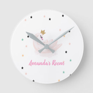 Chic Swan, Stars, Princess   Round Clock