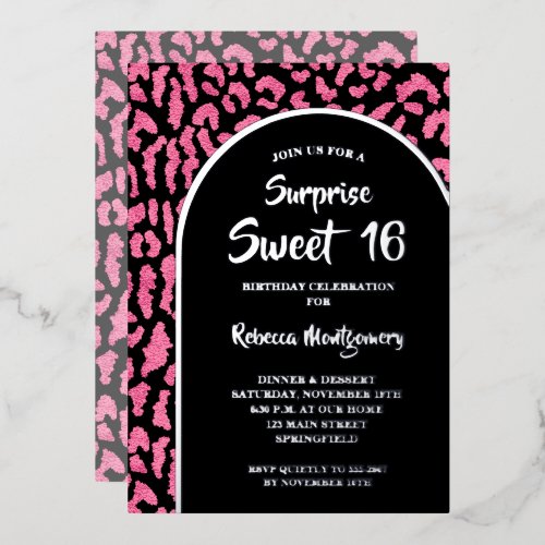 Chic Sweet 16 Leopard Print Birthday Gold Foil Invitation
