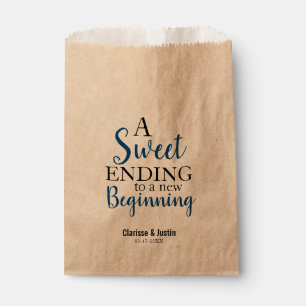 Chic Sweet Ending New Beginning Navy Blue Wedding Favor Bag