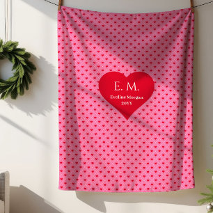 Chic Sweet Pink Hearts Valentine Gift for Couples Sherpa Blanket