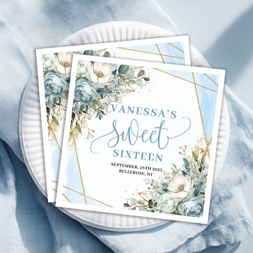 Chic Sweet Sixteen Eucalyptus Frame Table Party  Paper Dinner Napkins