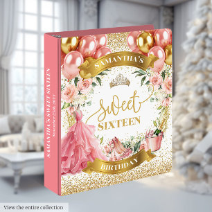 Chic Sweet Sixteen Memory Album Blush Glitter 3 Ring Binder