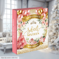 Chic Sweet Sixteen Memory Album Pink Dress Tiara 3 Ring Binder