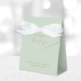 Chic Sweet Thank You Sage Green Gold Wedding Favor Boxes