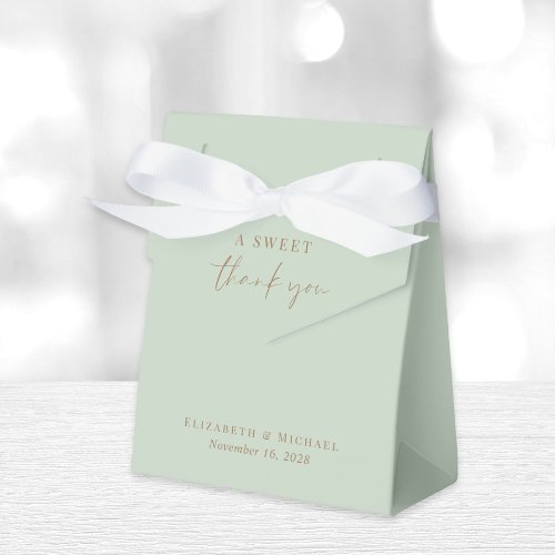 Chic Sweet Thank You Sage Green Gold Wedding Favor Boxes
